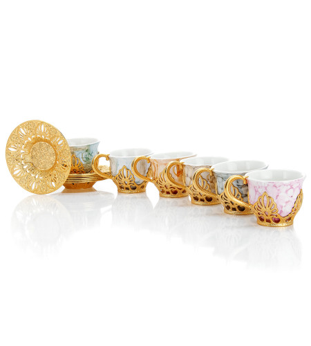 Set of Turkish coffee cups, golden color