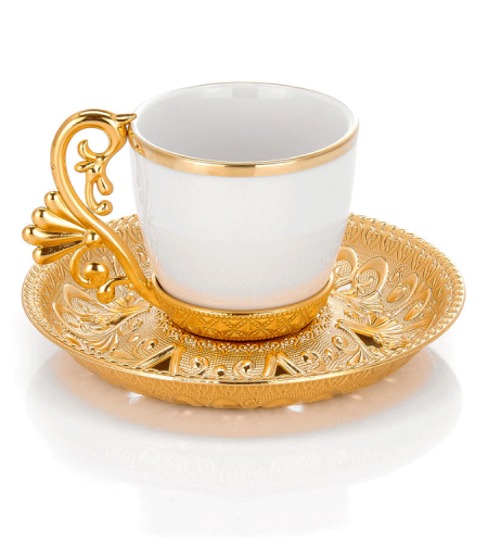 Set of Turkish coffee cups, golden color