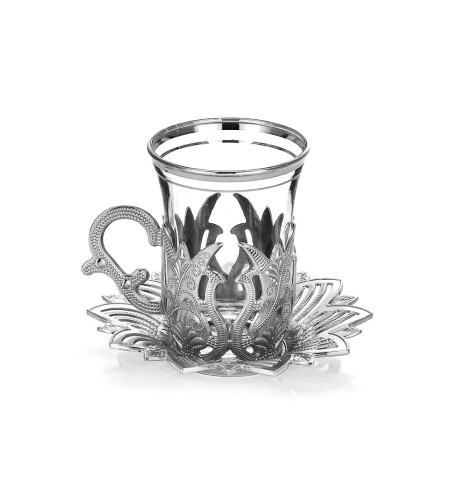 Turkish tea cups set, silver