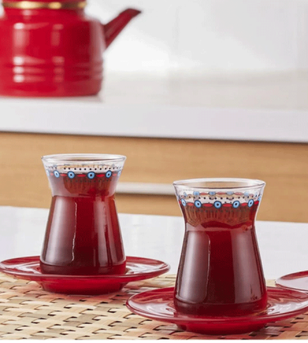 Karaca Turkish tea cups set for 6 people (132 ml)