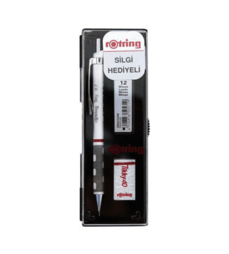 Roting Tikky Trio Set - 0.7mm Mechanical Pencil, Lead Refill And Eraser - White