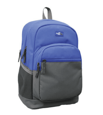 Backpack 3 zips blue and gray