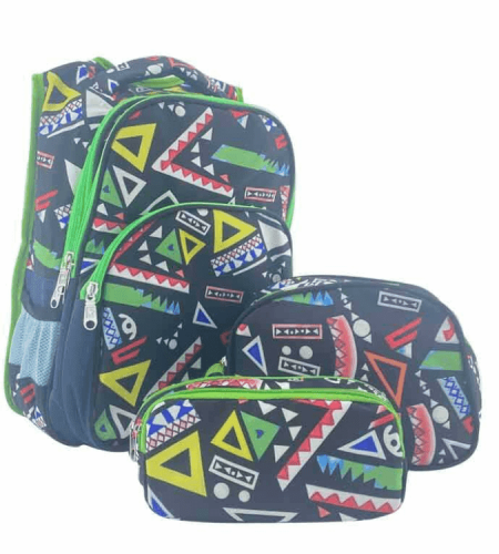 Geometric print backpack set of 3