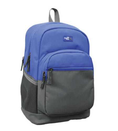 Backpack 3 zips blue and gray