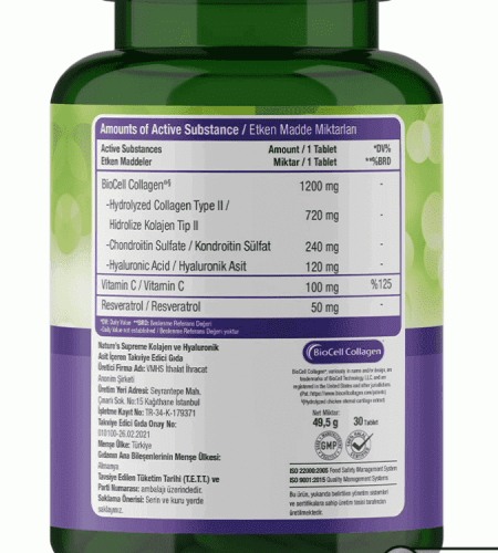 Nature's Supreme BioCell Collagen & Hyaluronic Acid 30 Tablets