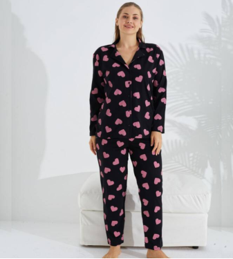 Oversize Cotton Pajamas with Buttons