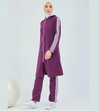 Sports Suit for Veiled Women with Zipper - BURCU TESETTÜR