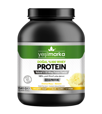 Natural whey protein powder Banana flavor 1540 grams from YeşilMarka