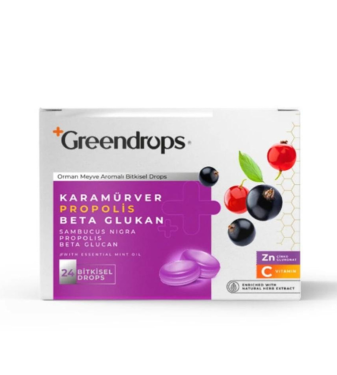 Greendrops Black elderberry & propolis and beta-glucan 24 Herbal Drops