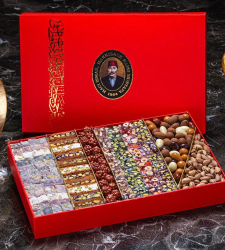 Mixed Turkish Delight & Chocolate - Red Box 1.8 kg - by Hafiz Mustafa