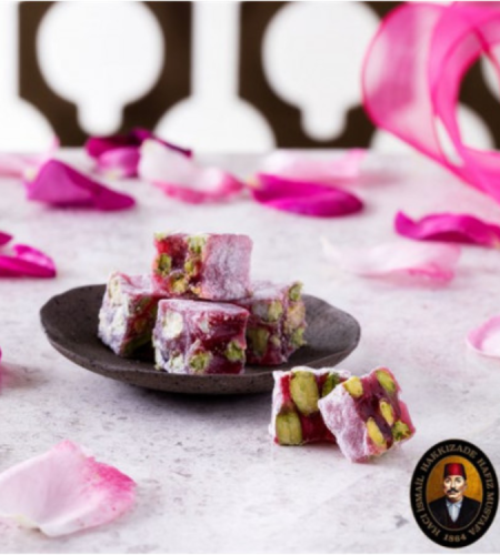 Turkish Delight with Rose Petals and Double Pistachio - 1kg - by Hafiz Mustafa