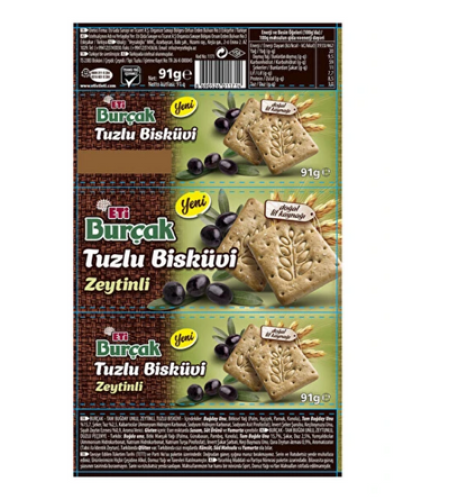 Eti Burçak Salted Biscuits with Olives 91 gx 16 Pieces