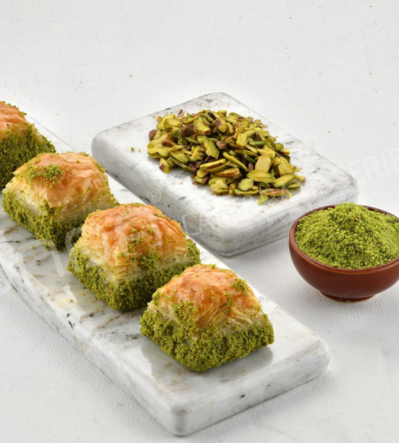 Dry Baklava with Pistachio - 1Kg Small Box - by Hafiz Mustafa