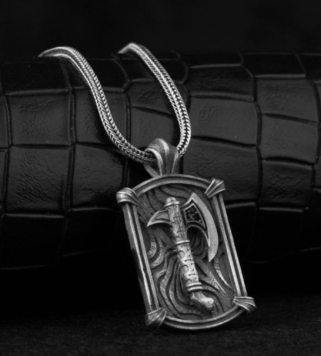 925 Sterling Silver Men's Necklace the Axe Shape