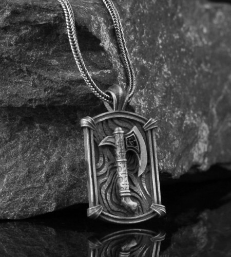 925 Sterling Silver Men's Necklace the Axe Shape
