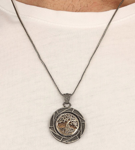 925 silver necklace for men with the tree of life design