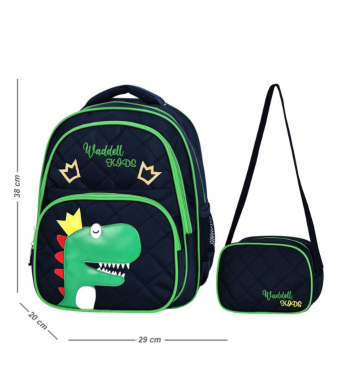 Basic education school bag with dinosaur lunch box