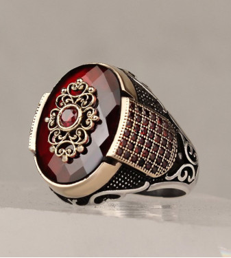 Men's 925 Silver Ring Decorated with Zircon Sstone