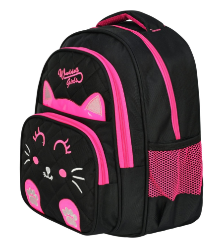 Cat Pattern Quilted Primary School Backpack with Lunch Box Bag