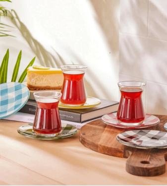 Karaca glass tea cups set for 6 people