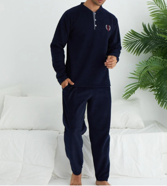 Men's Fleece Pajamas - Navy Blue - Evista