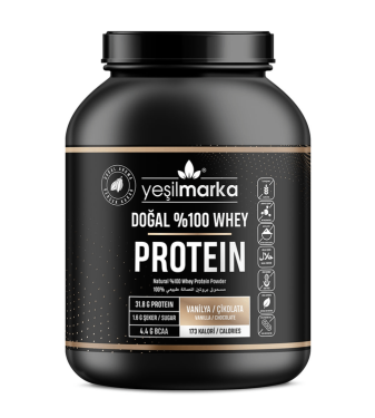 Natural whey protein powder from YeşilMarka chocolate and vanilla flavor 1540g